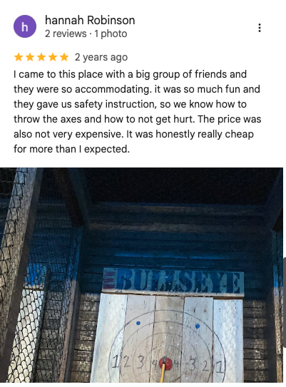 Customer review and Bullseye venue image
